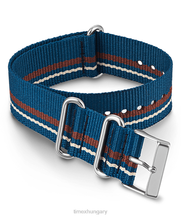 hevederek | B8NR509 Timex kék 20 mm-es szövet átcsúsztatható kétrétegű pánt egynemű