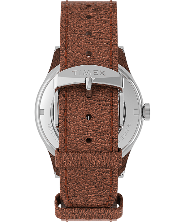 órák | B8NR55 Timex rozsdamentes acél/barna/kék waterbury hagyományos automata 39 mm-es bőr szíjas karóra férfiak