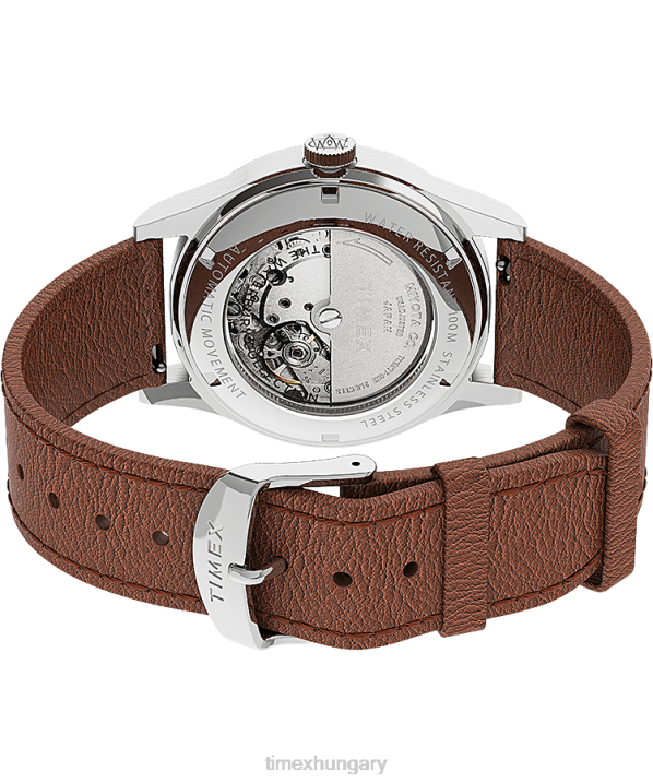 órák | B8NR55 Timex rozsdamentes acél/barna/kék waterbury hagyományos automata 39 mm-es bőr szíjas karóra férfiak