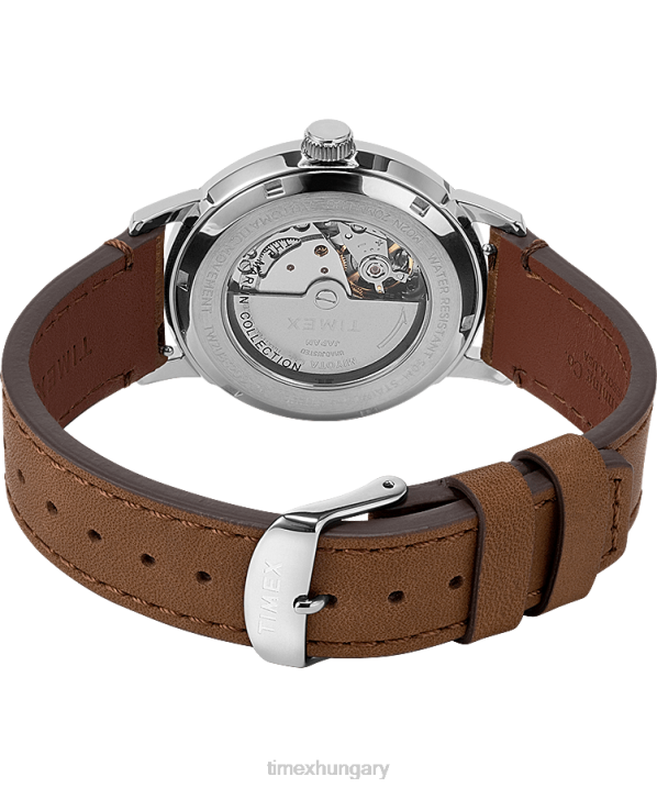 órák | B8NR57 Timex rozsdamentes acél/barna/natúr marlin automata california számlappal 40mm-es bőr szíjas karóra férfiak