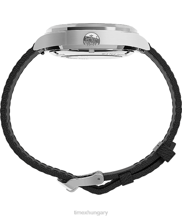 órák | B8NR58 Timex rozsdamentes acél/fekete/ezüst tónusú waterbury hagyományos automata 39 mm-es bőr szíjas karóra férfiak