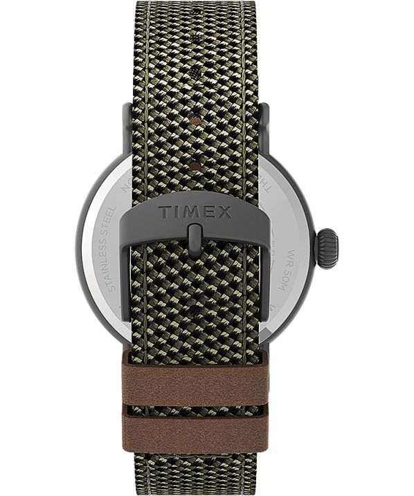 órák | B8NR199 Timex gunmetal/zöld szabványos 40 mm-es szövet és bőr szíjas óra férfiak