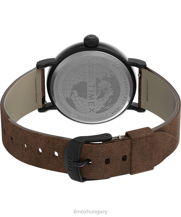 órák | B8NR202 Timex fekete barna szabványos 40 mm-es bőrszíjas óra férfiak