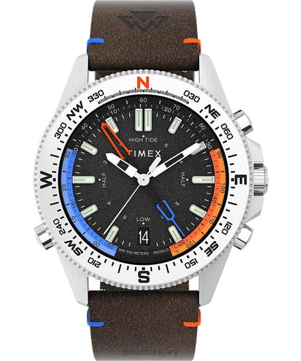 órák | B8NR203 Timex rozsdamentes acél/barna/fekete expedition north tide-temp-iránytű 43mm-es környezetbarát bőr szíjas óra férfiak