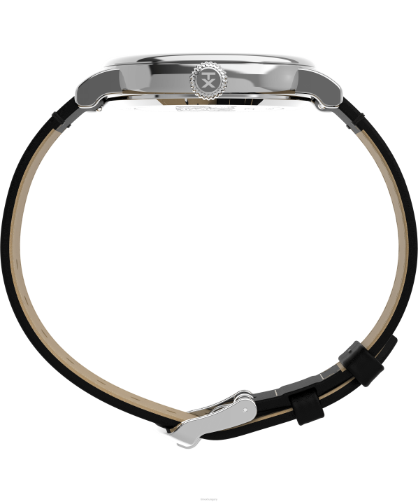 órák | B8NR204 Timex ezüst tónusú/fekete/fehér standard x peanuts, boldog születésnapot snoopy 40 mm-es bőrszíjas karórával férfiak