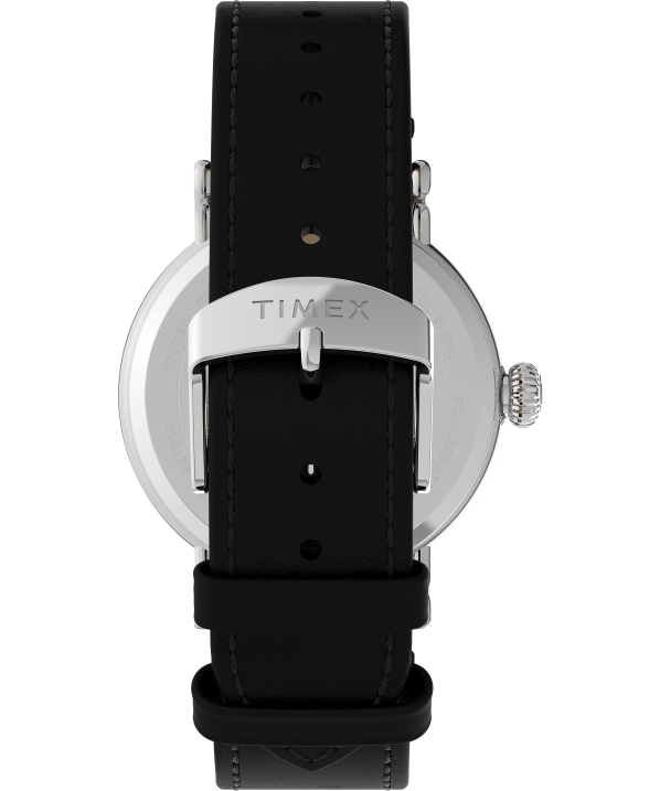 órák | B8NR204 Timex ezüst tónusú/fekete/fehér standard x peanuts, boldog születésnapot snoopy 40 mm-es bőrszíjas karórával férfiak