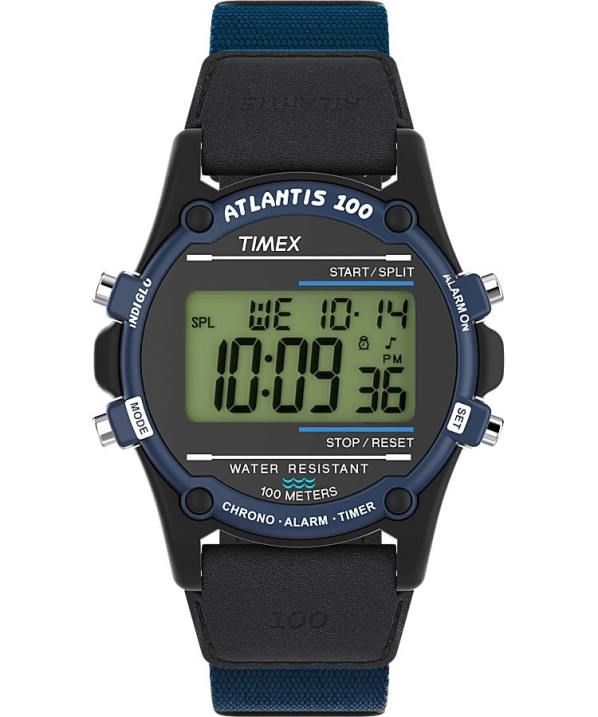 órák | B8NR206 Timex fekete kék atlantis 40mm-es szövet és bőr szíjas óra férfiak