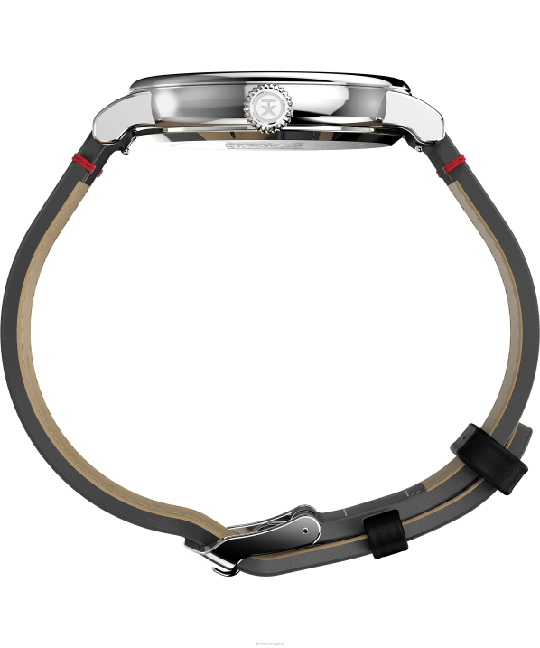 órák | B8NR210 Timex ezüst tónusú/fekete/piros standard x peanuts snoopy ünnepi 40 mm-es bőrszíjas karórával férfiak