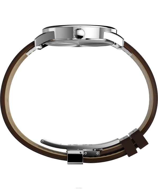 órák | B8NR215 Timex ezüst tónusú/barna/krémes Easy Reader 38mm egyszeri állítható bőr szíjas óra férfiak