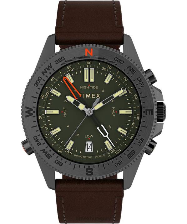 órák | B8NR226 Timex gunmetal/barna/zöld expedition north tide-temp-iránytű 43mm-es környezetbarát bőr szíjas óra férfiak