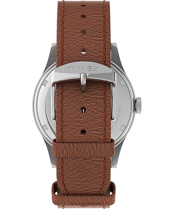 órák | B8NR227 Timex rozsdamentes acél/barna/kék Waterbury hagyományos nappali 39 mm-es bőr szíjas karóra férfiak