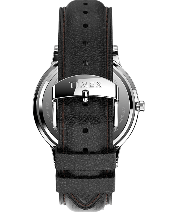 órák | B8NR229 Timex rozsdamentes acél/fekete/fehér waterbury klasszikus nappali/randevús 40mm-es bőr szíjas karóra férfiak