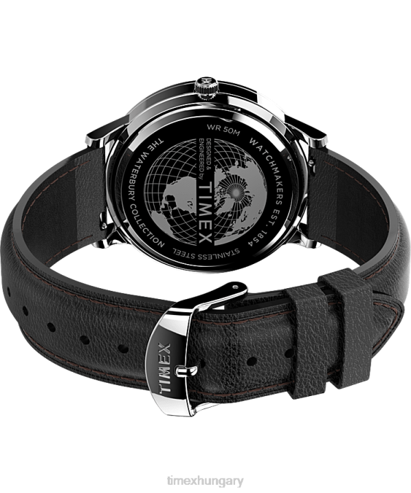órák | B8NR229 Timex rozsdamentes acél/fekete/fehér waterbury klasszikus nappali/randevús 40mm-es bőr szíjas karóra férfiak