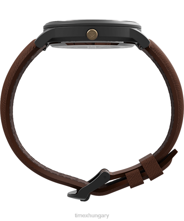 órák | B8NR230 Timex gunmetal/barna/kék waterbury klasszikus nappali/randevús 40mm-es bőr szíjas karóra férfiak