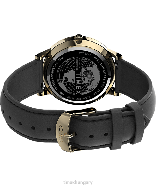 órák | B8NR233 Timex arany tónusú/fekete/fehér Waterbury klasszikus 40 mm-es bőr szíjas karóra férfiak