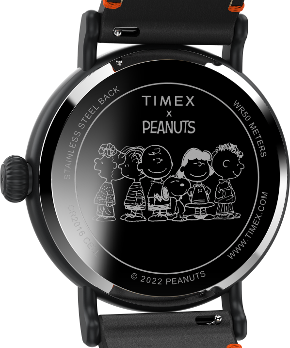 órák | B8NR236 Timex fekete/narancs szabványos x földimogyoró snoopy dia de los muertos 40 mm-es bőrszíjas karórával férfiak