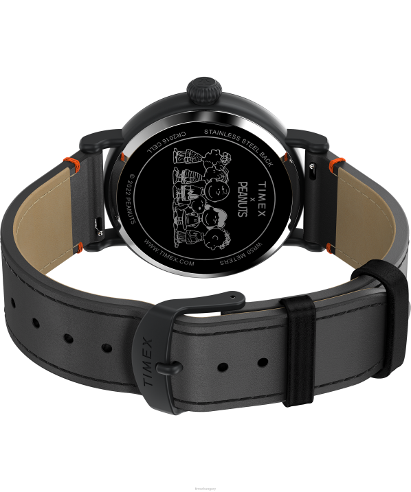 órák | B8NR236 Timex fekete/narancs szabványos x földimogyoró snoopy dia de los muertos 40 mm-es bőrszíjas karórával férfiak