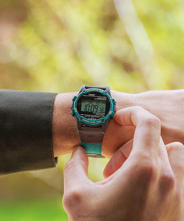 órák | B8NR238 Timex barna/zöld atlantis 40mm-es szövet és bőr szíjas óra férfiak