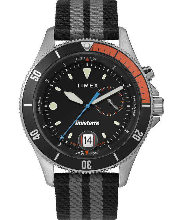 órák | B8NR112 Timex x rozsdamentes acél/fekete finisterre 41 mm-es szövet szíjas óra férfiak