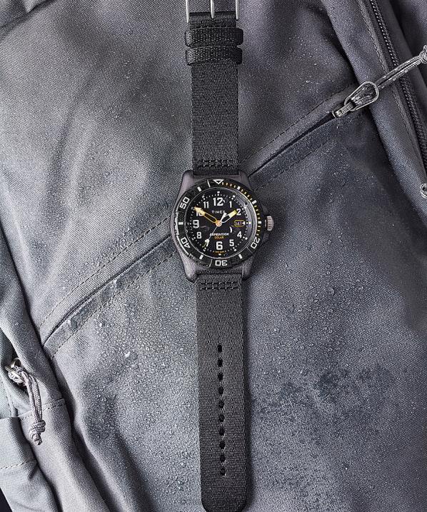 órák | B8NR121 Timex szürke/fekete expedition North Freedive óceán 46 mm-es újrahasznosított szövet szíjas karóra férfiak