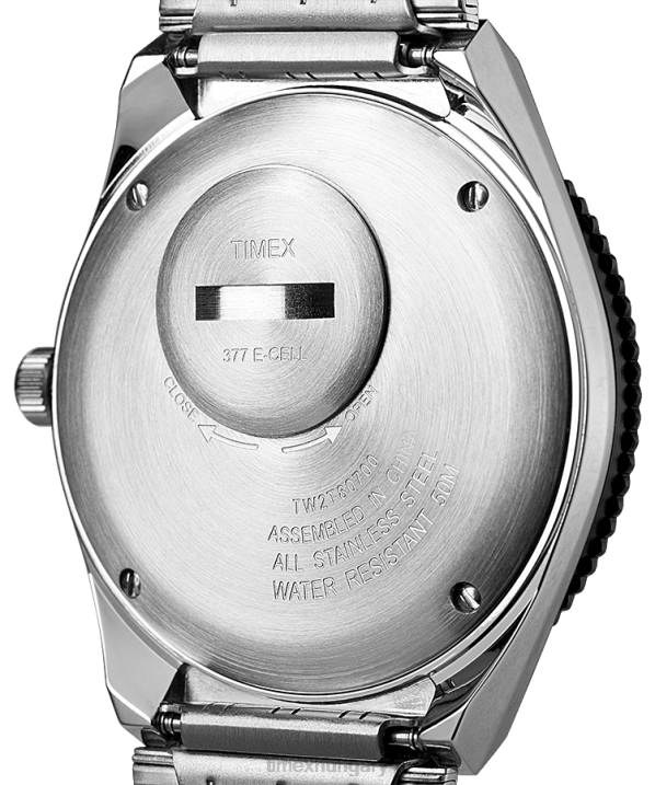 órák | B8NR122 Q Timex rozsdamentes acél/fekete/zöld újrakiadás 38mm-es rozsdamentes acél karkötős óra férfiak