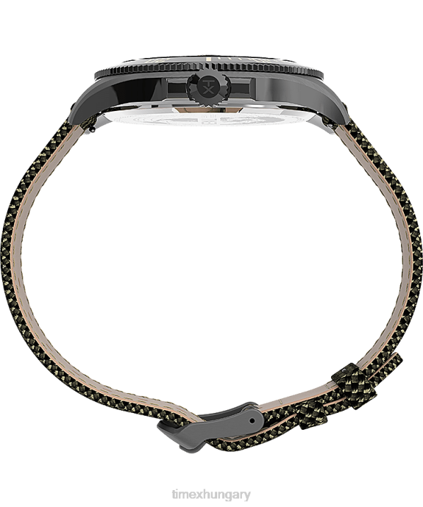 órák | B8NR126 Timex gunmetal/zöld/fekete Harbourside Coast 43 mm-es szövetszíjas karóra férfiak