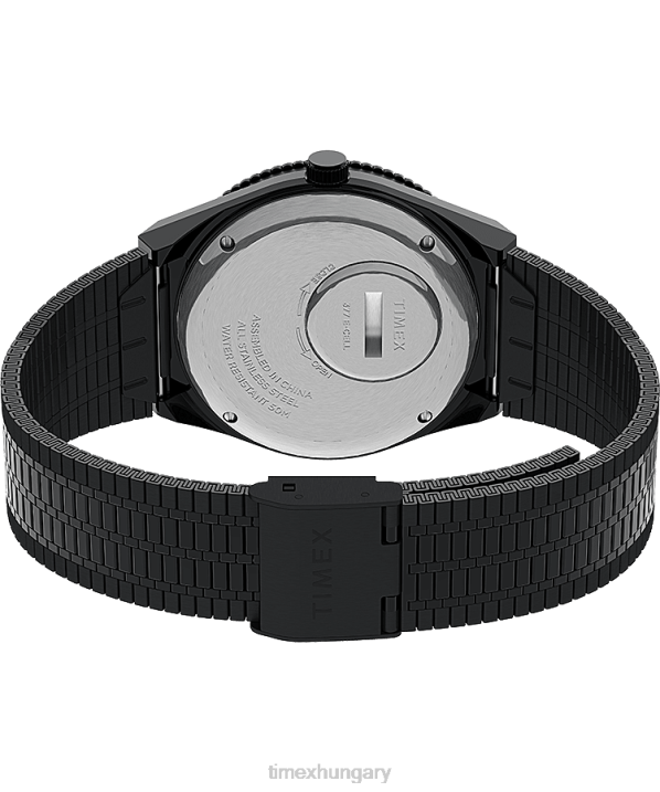 órák | B8NR135 Q Timex fekete/rozsdamentes acél újrakiadás 38mm-es rozsdamentes acél karkötős óra férfiak