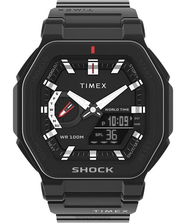 órák | B8NR244 Timex fekete parancs találkozás 45 mm-es gyanta szíjas óra férfiak