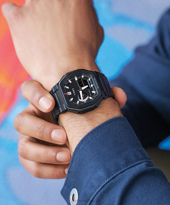 órák | B8NR244 Timex fekete parancs találkozás 45 mm-es gyanta szíjas óra férfiak