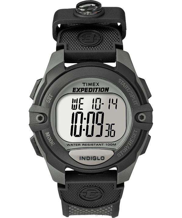 órák | B8NR248 Timex szürke/fekete expedition chrono riasztó időzítő 41mm-es gyanta szíjas óra férfiak