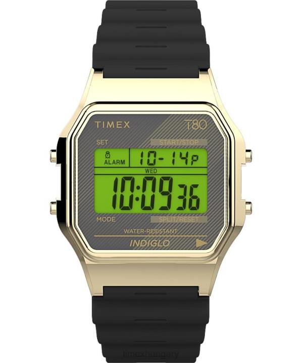 órák | B8NR263 Timex arany tónusú/fekete t80 34mm-es műgyanta szíjas óra férfiak