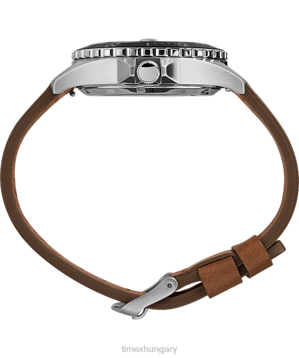 órák | B8NR10 Timex rozsdamentes acél/barna/zöld navi xl automata 41mm-es bőr szíjas karóra férfiak