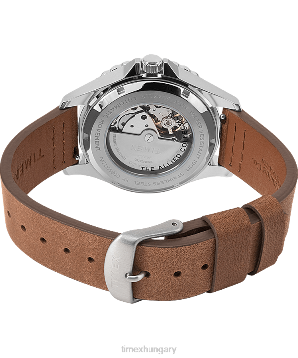 órák | B8NR10 Timex rozsdamentes acél/barna/zöld navi xl automata 41mm-es bőr szíjas karóra férfiak