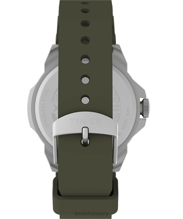 órák | B8NR13 Timex ezüst tónusú/zöld expedition north ridge 41mm szilikon szíjas karóra férfiak