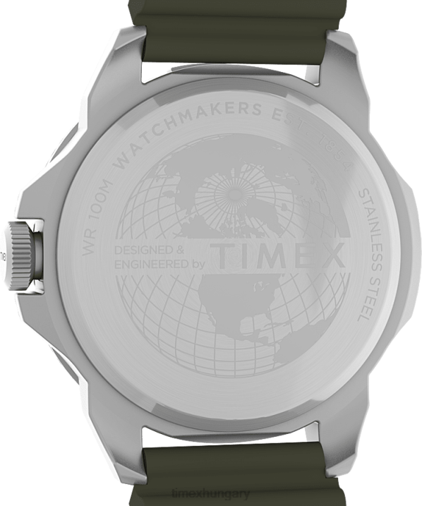 órák | B8NR13 Timex ezüst tónusú/zöld expedition north ridge 41mm szilikon szíjas karóra férfiak