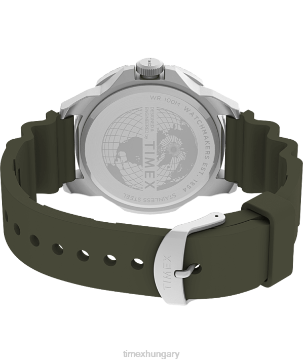 órák | B8NR13 Timex ezüst tónusú/zöld expedition north ridge 41mm szilikon szíjas karóra férfiak