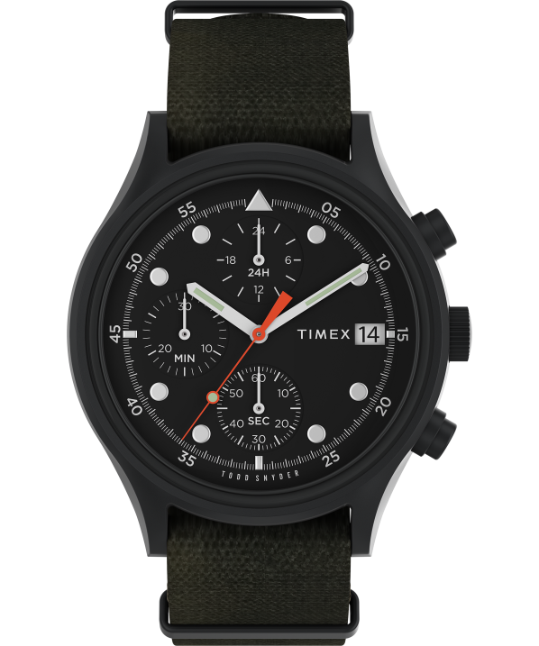 órák | B8NR15 Timex x fekete/zöld todd snyder mk1 42mm-es szövetszíjas karóra férfiak