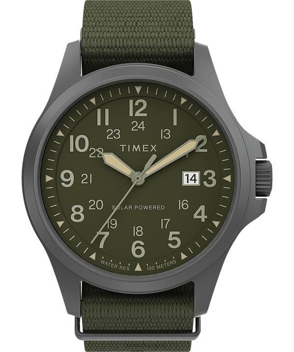 órák | B8NR20 Timex gunmetal/zöld expedition north field post napelemes 41 mm-es újrahasznosított szövet szíjas karóra férfiak