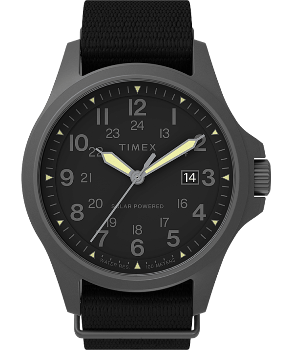 órák | B8NR31 Timex gunmetal/fekete expedition north field post napelemes 41 mm-es újrahasznosított szövet szíjas karóra férfiak