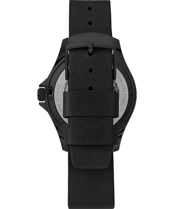 órák | B8NR35 Timex rozsdamentes acél/fekete navi xl automata 41mm-es bőr szíjas karóra férfiak