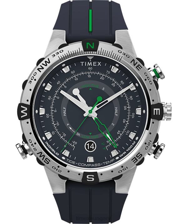 órák | B8NR36 Timex rozsdamentes acél/kék expedition north tide-temp-iránytű 45mm-es szilikon szíjas karóra férfiak