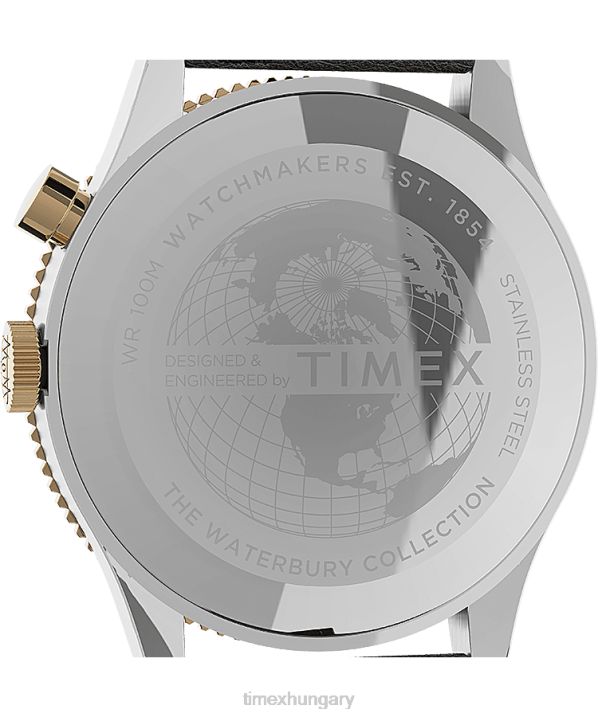 órák | B8NR5 Timex rozsdamentes acél/barna/kék waterbury hagyományos gmt 39 mm-es bőr szíjas óra férfiak