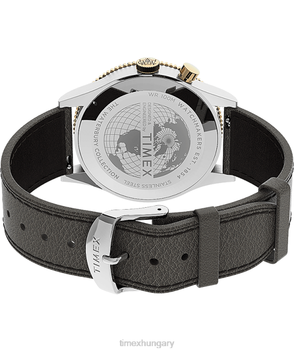 órák | B8NR5 Timex rozsdamentes acél/barna/kék waterbury hagyományos gmt 39 mm-es bőr szíjas óra férfiak