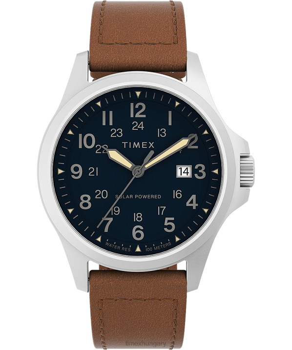 órák | B8NR8 Timex rozsdamentes acél/barna/kék expedition north field post napelemes 41 mm-es környezetbarát bőr szíjas karóra férfiak
