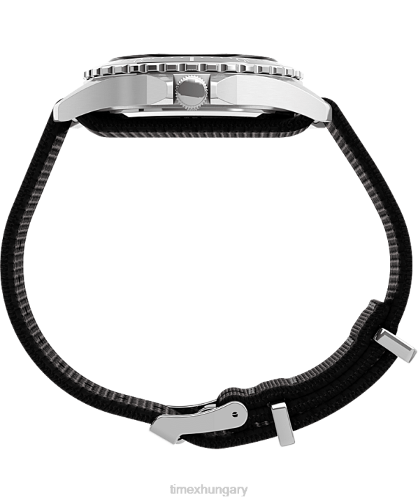 órák | B8NR9 Timex rozsdamentes acél/fekete navi xl 41mm-es szövet átcsúsztatható szíjas óra férfiak