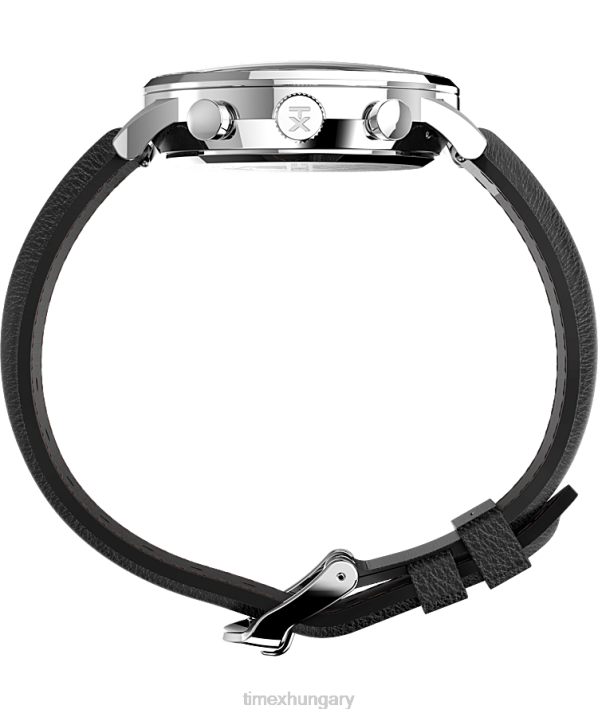 órák | B8NR106 Timex rozsdamentes acél/fekete/fehér Waterbury klasszikus kronográfos 40 mm-es bőr szíjas óra férfiak