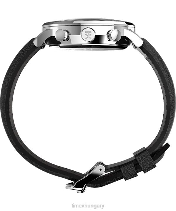 órák | B8NR87 Timex rozsdamentes acél/fekete Waterbury klasszikus kronográfos 40 mm-es bőr szíjas óra férfiak