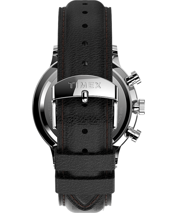 órák | B8NR87 Timex rozsdamentes acél/fekete Waterbury klasszikus kronográfos 40 mm-es bőr szíjas óra férfiak