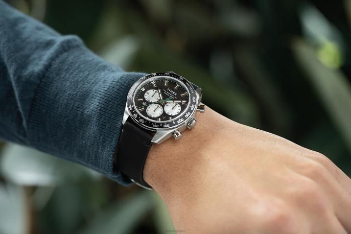 órák | B8NR91 Timex rozsdamentes acél/fekete/kék Waterbury kronográf 41 mm-es bőr szíjas óra férfiak