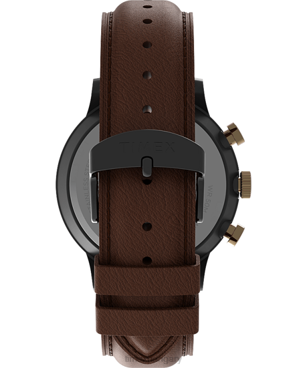 órák | B8NR92 Timex gunmetal/barna/kék Waterbury klasszikus kronográfos 40 mm-es bőr szíjas óra férfiak